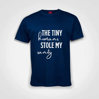 Tiny Humans Stole My Sanity Cotton T-Shirt Royal Blue IZZIT APPAREL