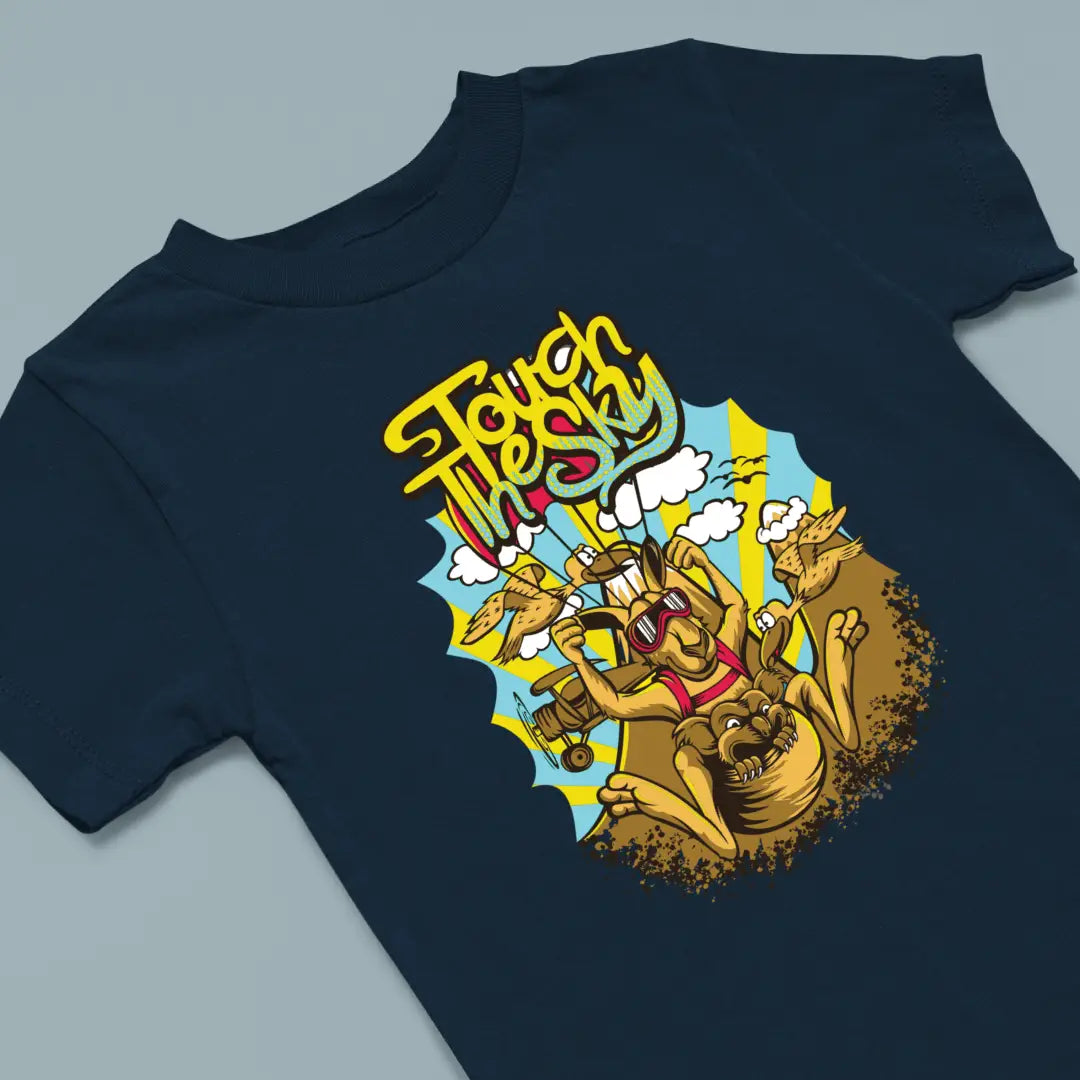 Touch The Sky Kids Cotton T-Shirt Navy IZZIT APPAREL