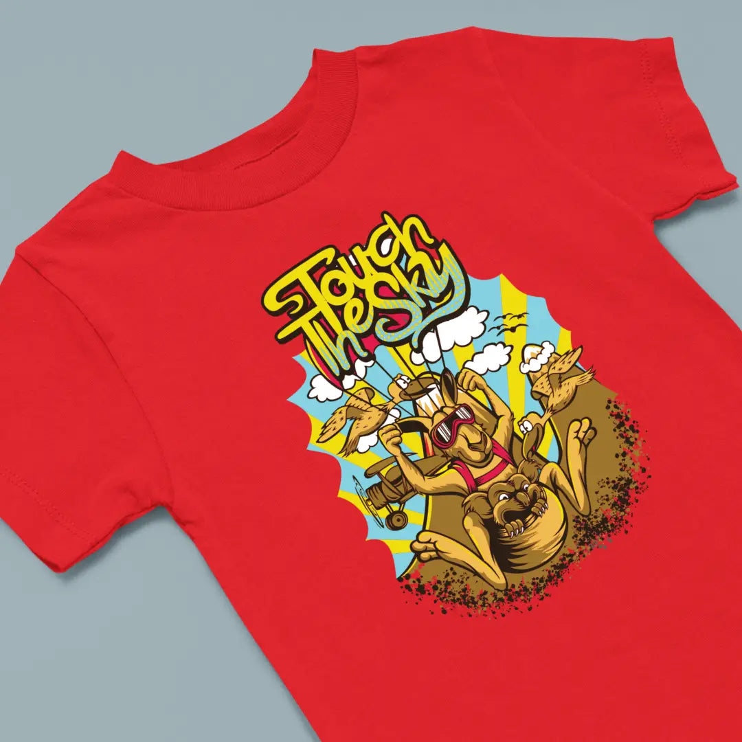Touch The Sky Kids Cotton T-Shirt Red IZZIT APPAREL