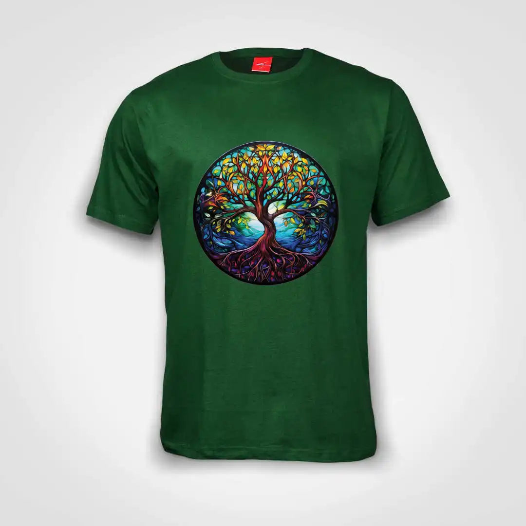 Tree Of Life Cotton T-Shirt Bottle Green IZZIT APPAREL