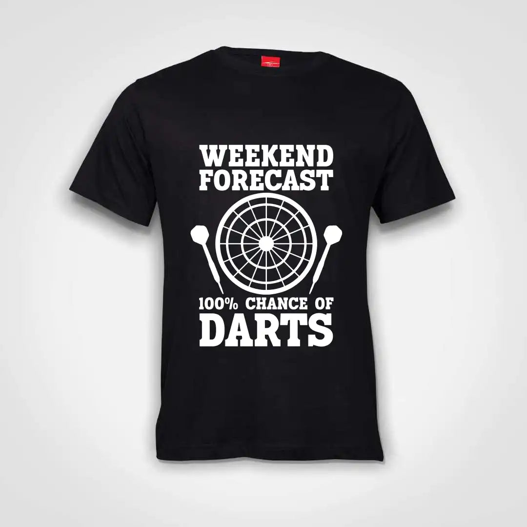 Weekend Forecast 100% Chance Of Darts Cotton T-Shirt Black IZZIT APPAREL