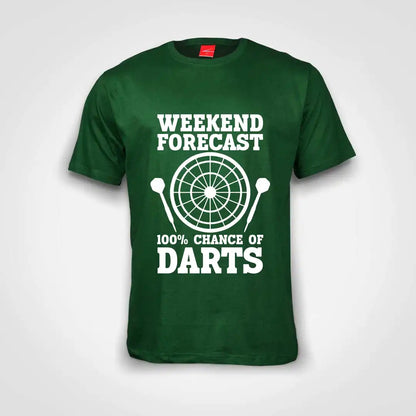 Weekend Forecast 100% Chance Of Darts Cotton T-Shirt Bottle Green IZZIT APPAREL