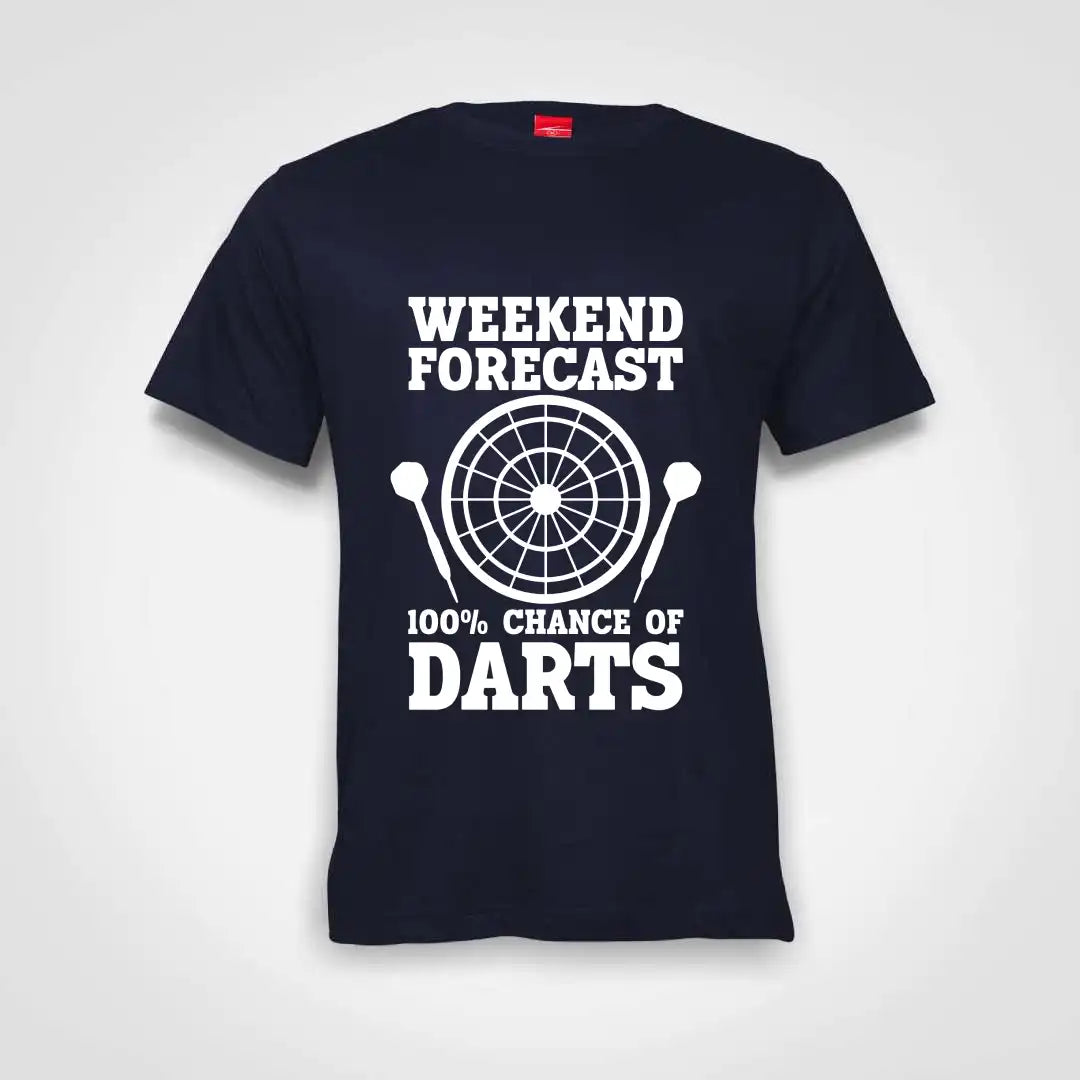 Weekend Forecast 100% Chance Of Darts Cotton T-Shirt Navy IZZIT APPAREL
