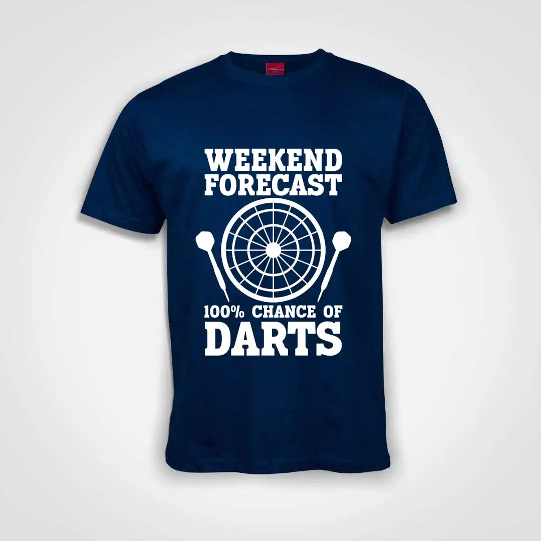 Weekend Forecast 100% Chance Of Darts Cotton T-Shirt Royal Blue IZZIT APPAREL