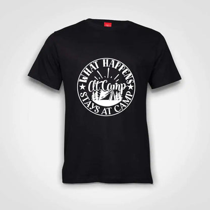 What Happens At Camp Stays At Camp Cotton T-Shirt Black IZZIT APPAREL