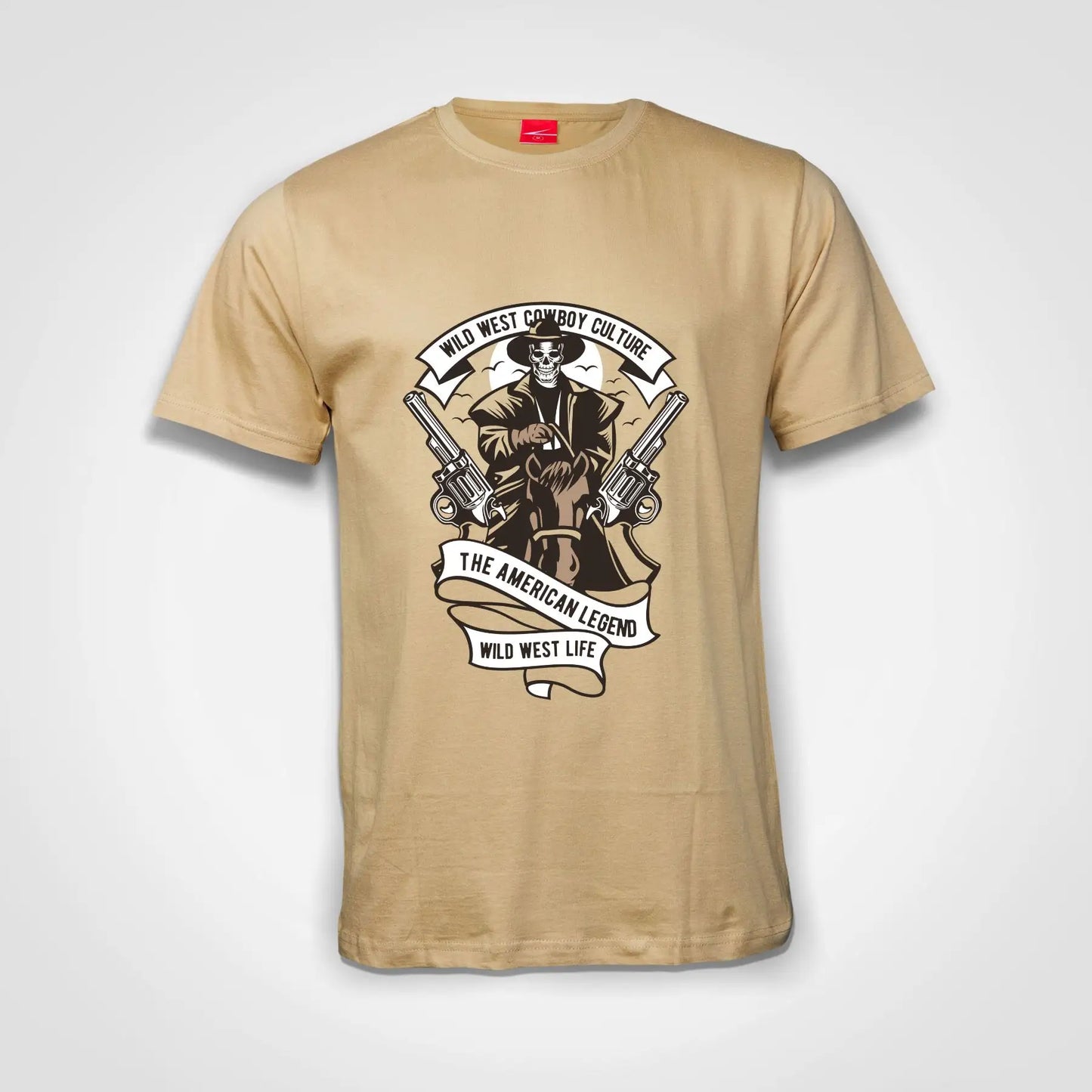 Wild West Skull Cowboy Culture Cotton T-Shirt Natural IZZIT APPAREL