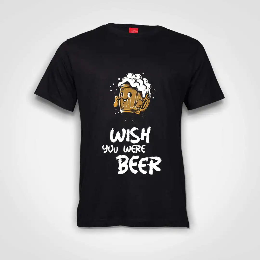 Wish You Were Beer Cotton T-Shirt Black IZZIT APPAREL