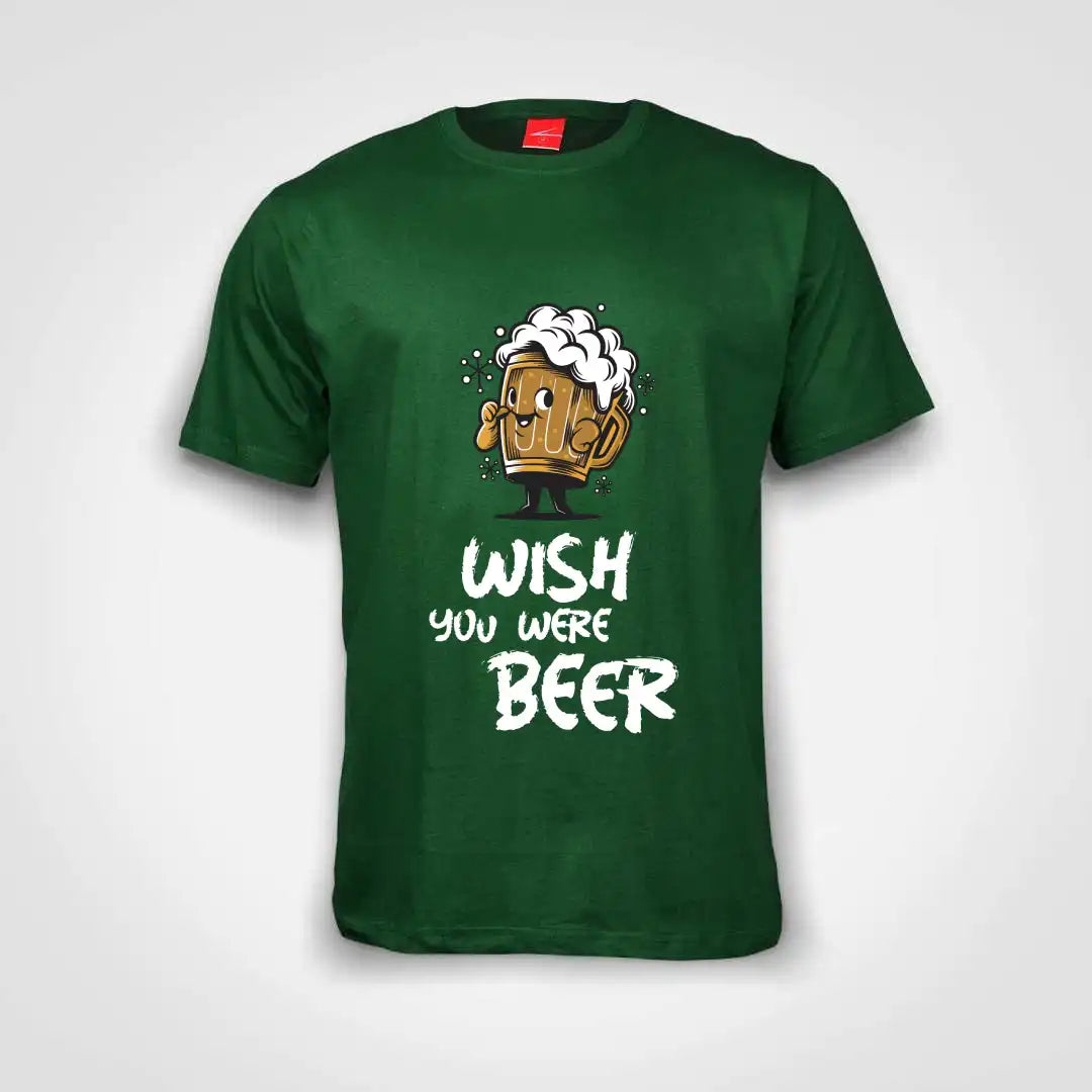 Wish You Were Beer Cotton T-Shirt Bottle Green IZZIT APPAREL