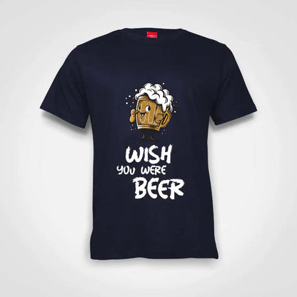 Wish You Were Beer Cotton T-Shirt Navy IZZIT APPAREL