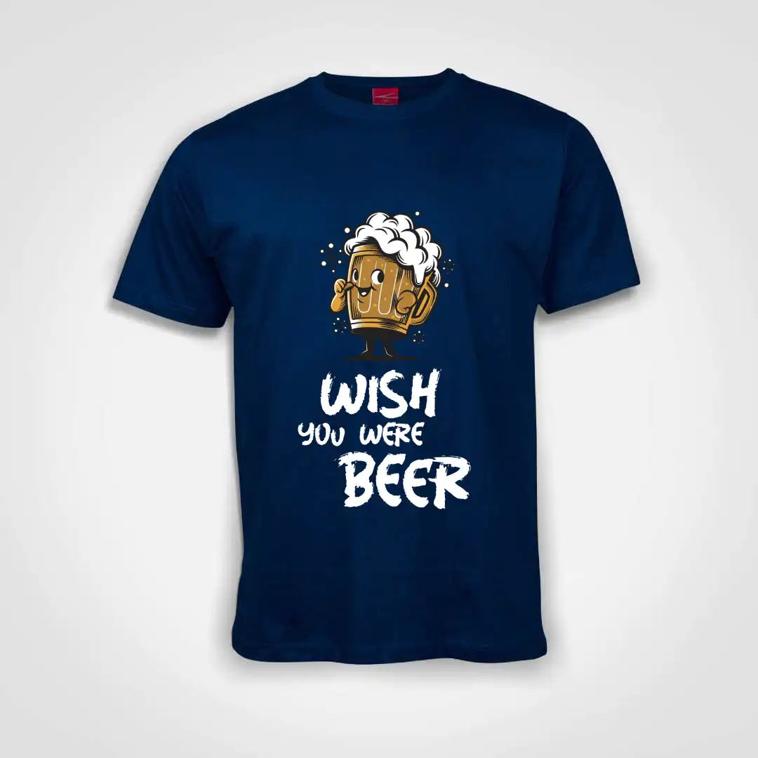 Wish You Were Beer Cotton T-Shirt Royal Blue IZZIT APPAREL