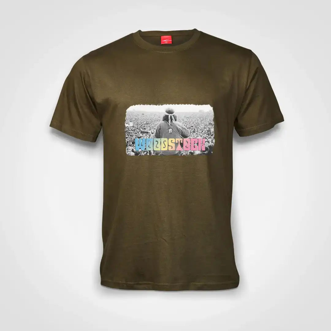 Woodstock Crowd Cotton T-Shirt Olive IZZIT APPAREL