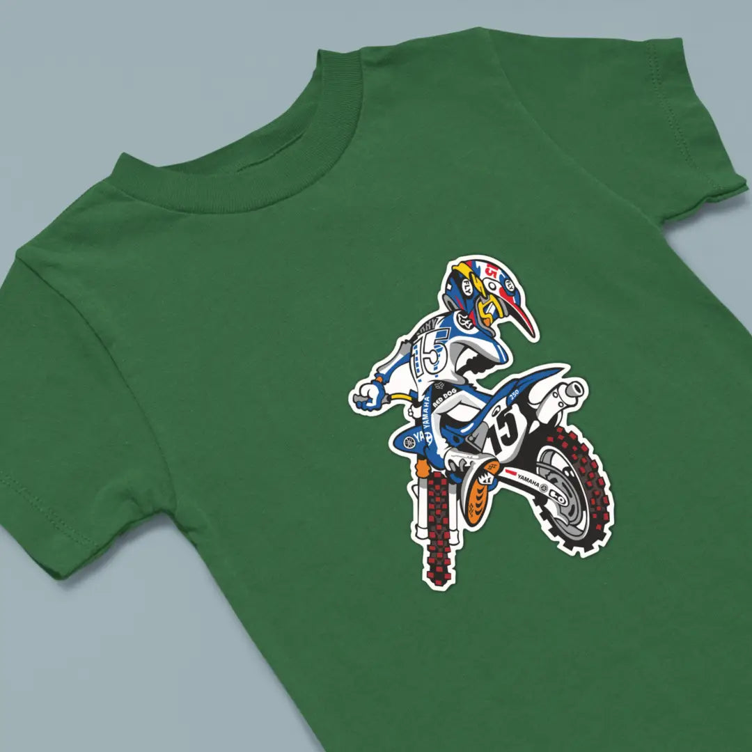 Offroad Motorcycle Kids Cotton T-Shirt Bottle Green IZZIT APPAREL