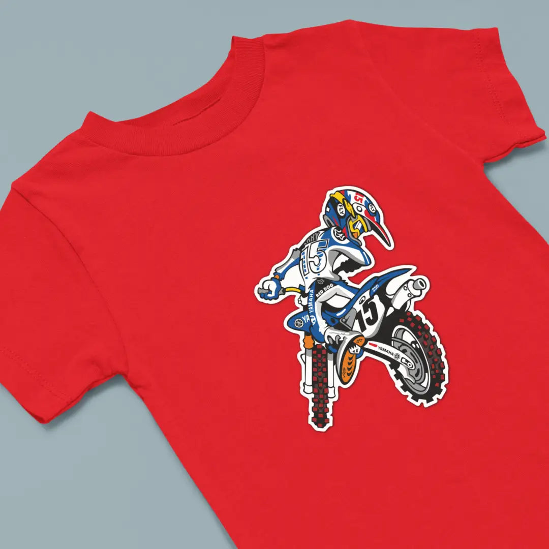 Offroad Motorcycle Kids Cotton T-Shirt Red IZZIT APPAREL