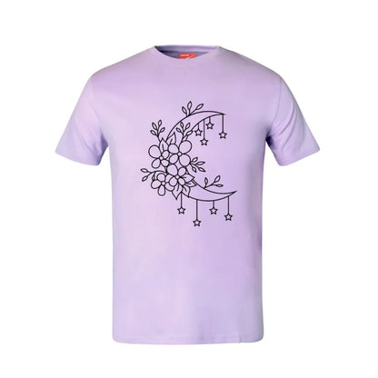 Crescent Moon Flowers Cotton T-Shirt