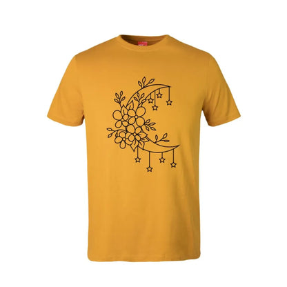 Crescent Moon Flowers Cotton T-Shirt