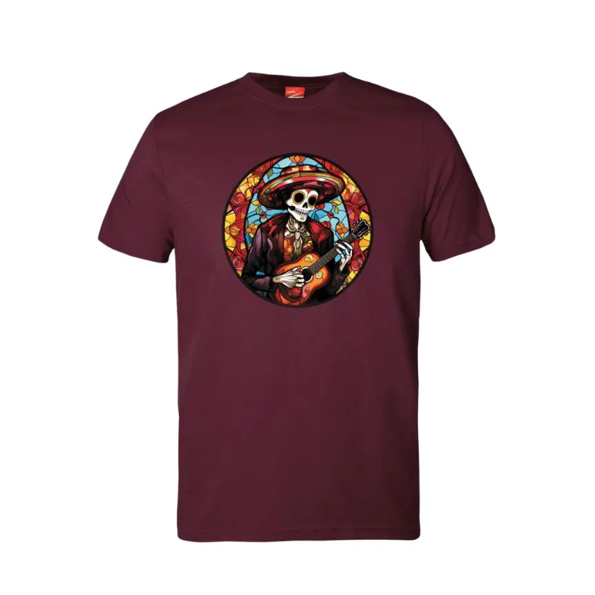 Dia De Los Muertos Guitar Skull Cotton T-Shirt