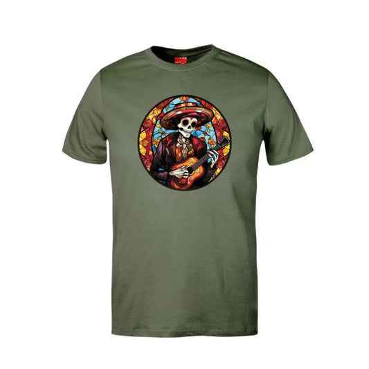 Dia De Los Muertos Guitar Skull Cotton T-Shirt