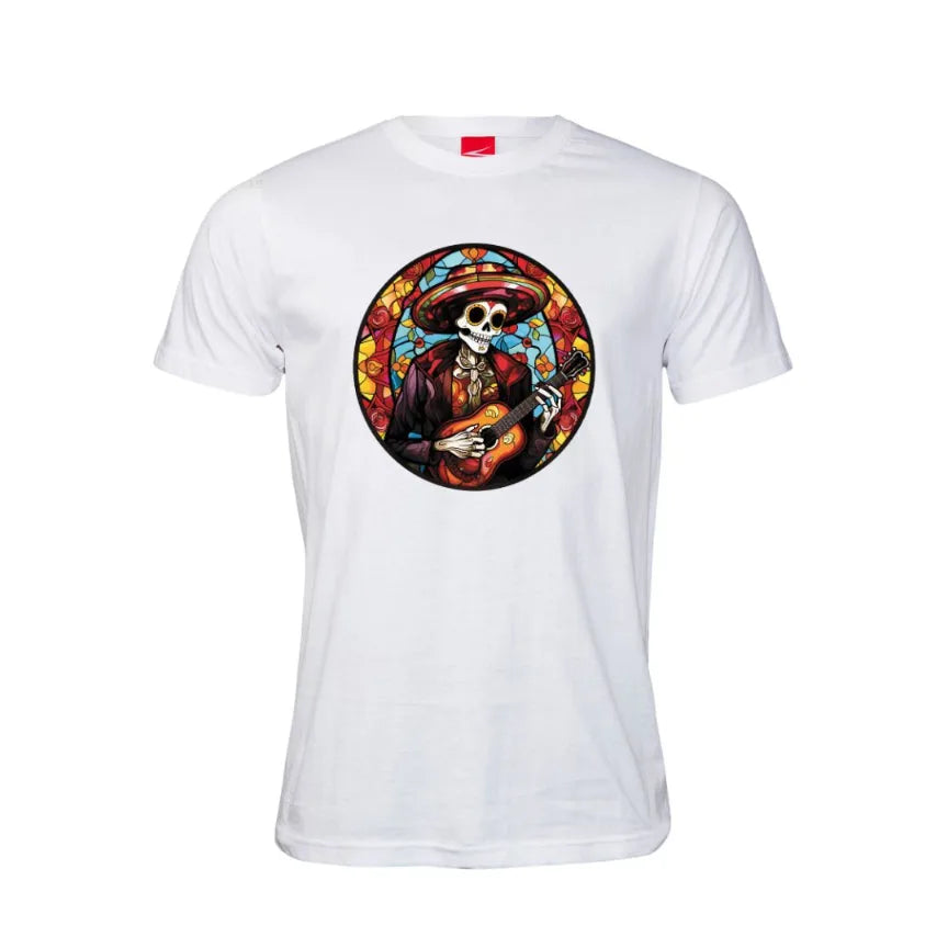 Dia De Los Muertos Guitar Skull Cotton T-Shirt