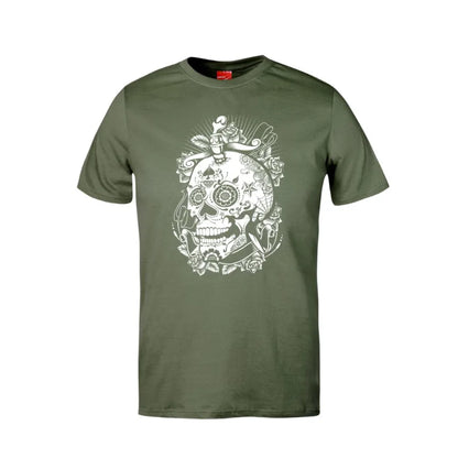 Flower Skull Cotton T-Shirt