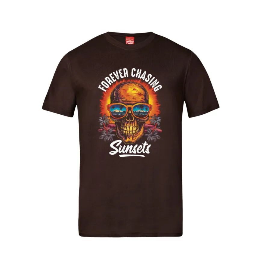 Forever Chasing Sunsets Skull Cotton T-Shirt