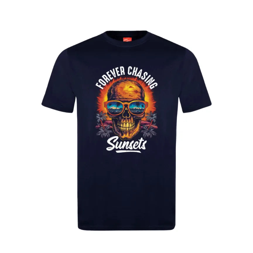 Forever Chasing Sunsets Skull Cotton T-Shirt