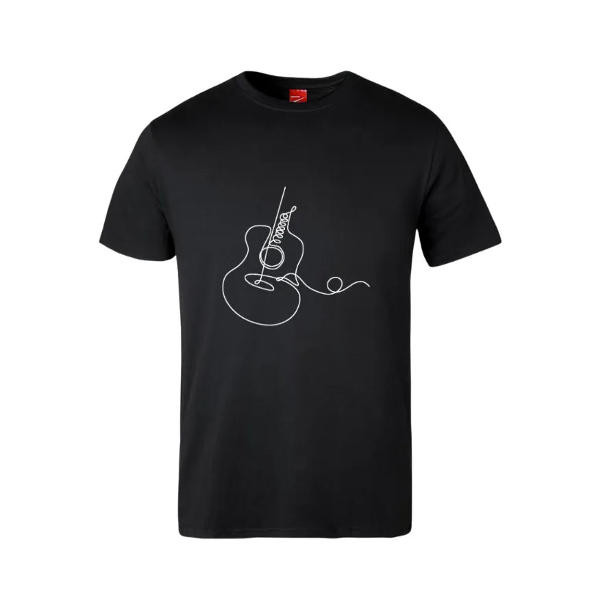 Guitar Line Art Cotton T-Shirt