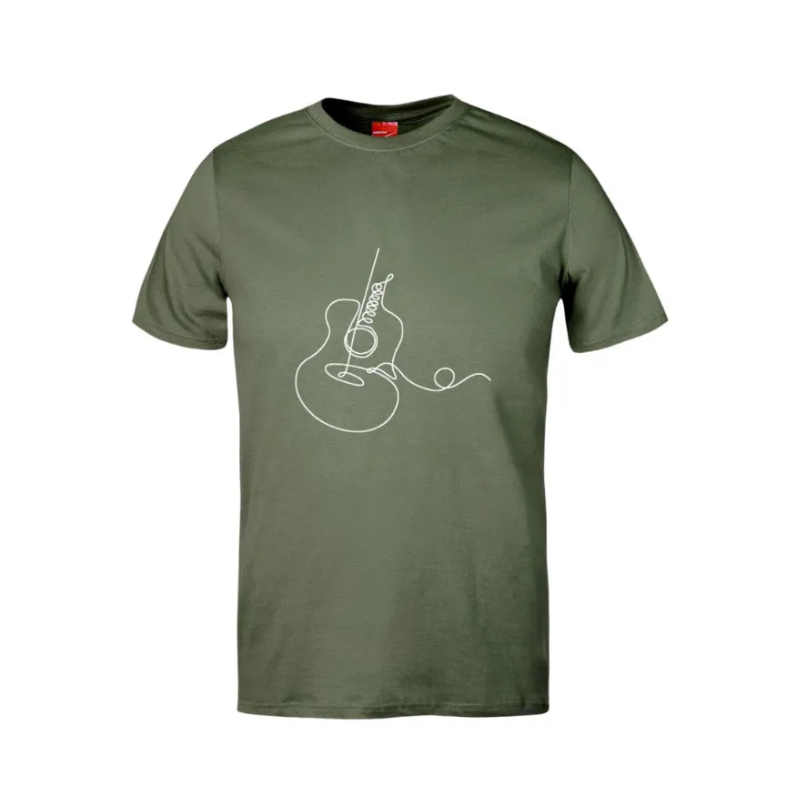 Guitar Line Art Cotton T-Shirt