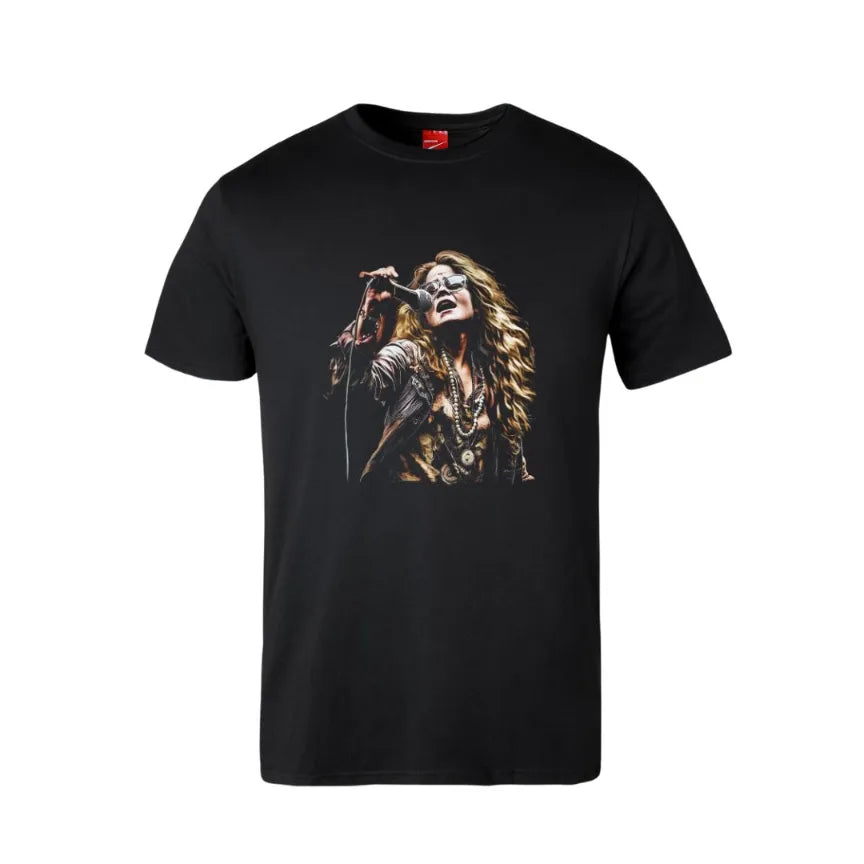 Janis Joplin Singing Cotton T-Shirt