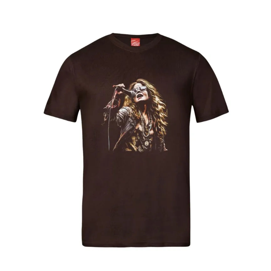 Janis Joplin Singing Cotton T-Shirt