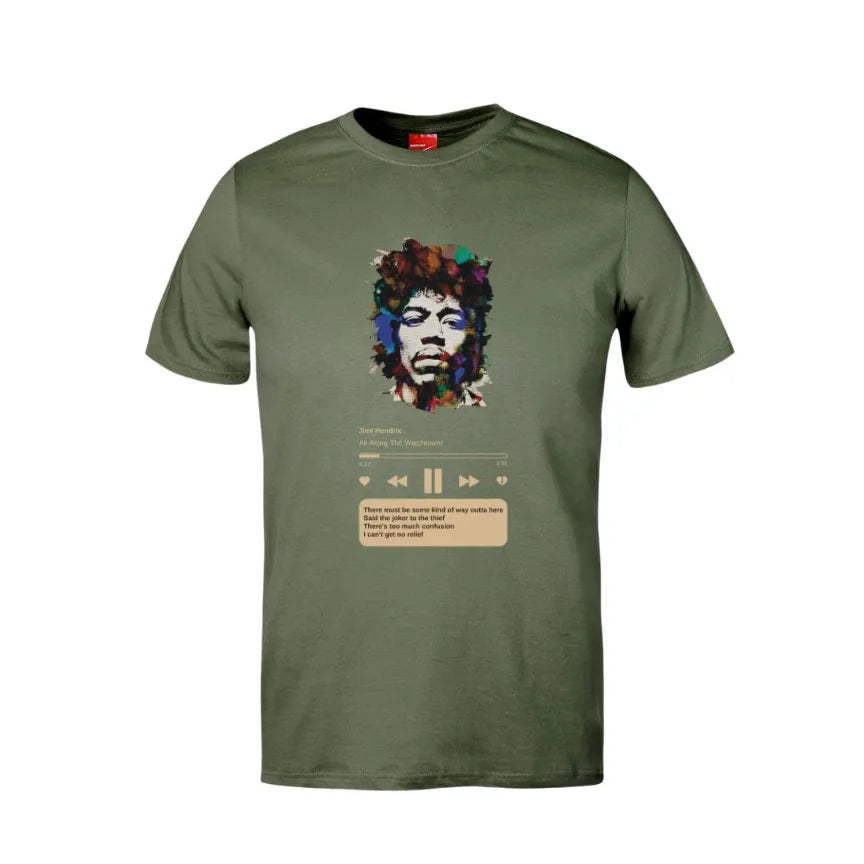 Jimi Hendrix All Along The Watchtower Track Cotton T-Shirt