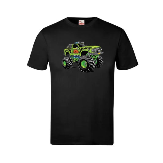 Lime Green Monster Truck Kids T-Shirt