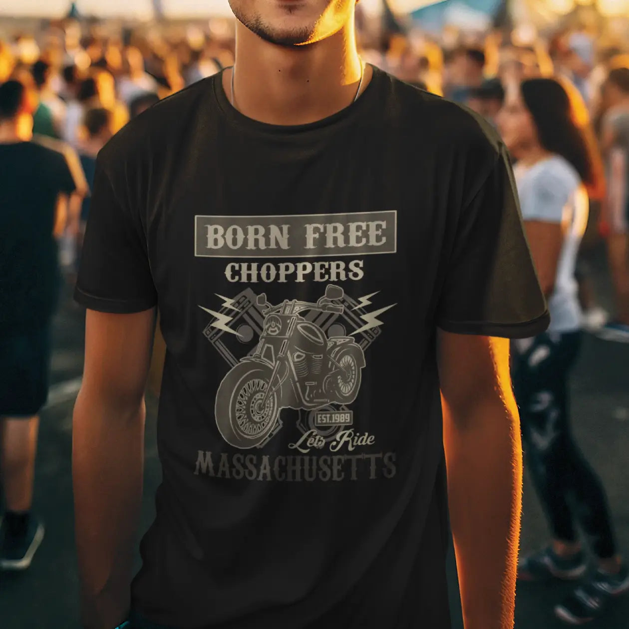 Born Free Choppers Massachusetts Cotton T-Shirt