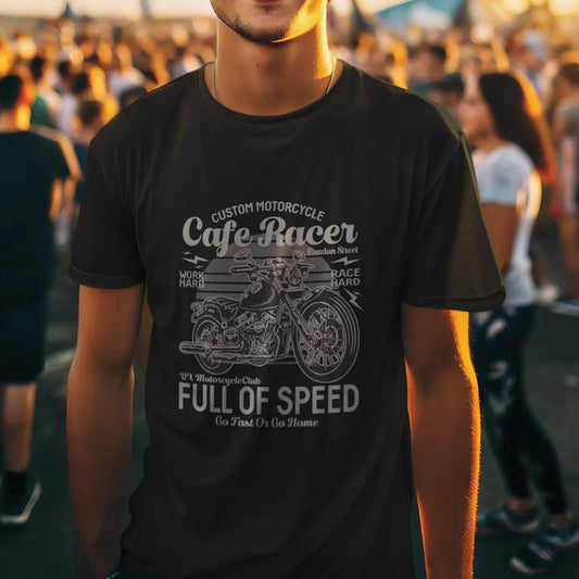 Custom Motorcycle Cafe Racer Full Of Speed Cotton T-Shirt