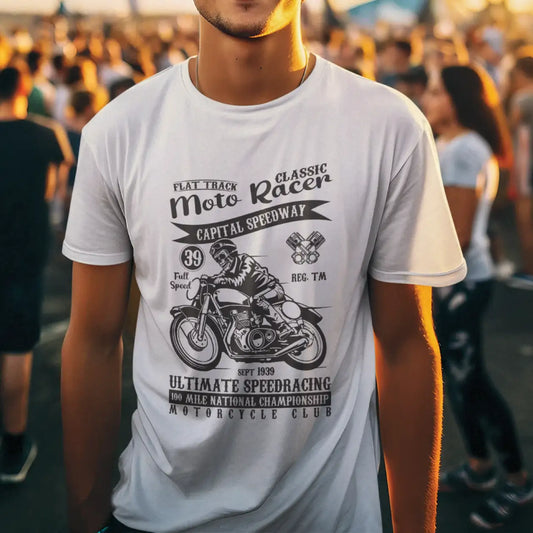 Flat Track Motor Racer Cotton T-Shirt