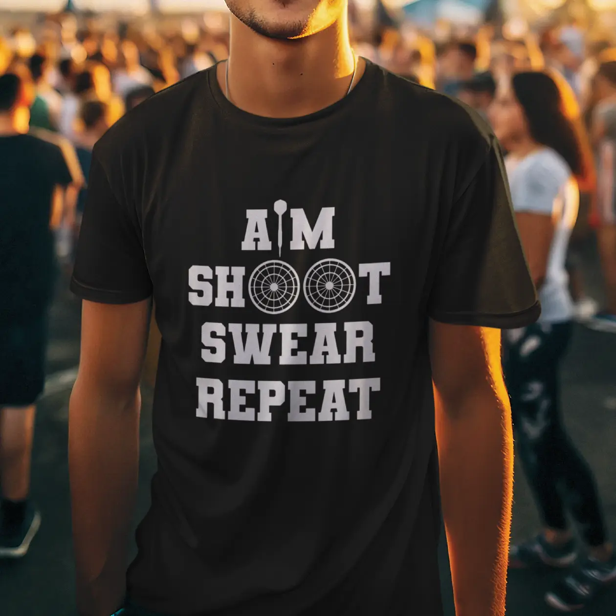 Aim Shoot Swear Repeat Cotton T-Shirt