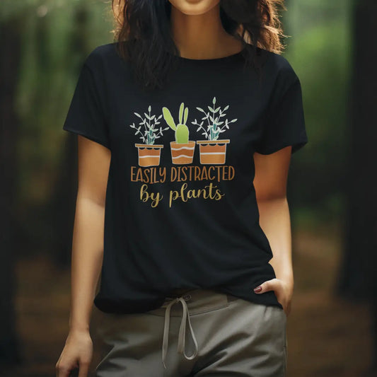 Easily Distracted By Plants Cotton T-Shirt