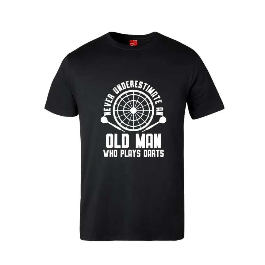 Never Underestimate An Old Man Who Plays Darts Cotton T-Shirt