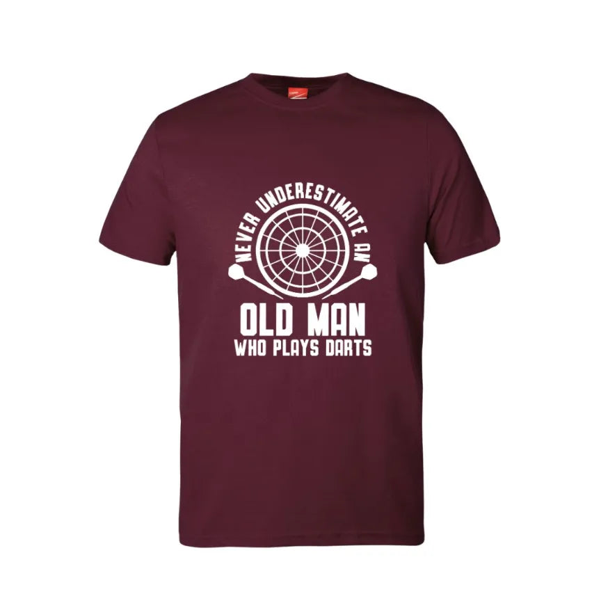 Never Underestimate An Old Man Who Plays Darts Cotton T-Shirt