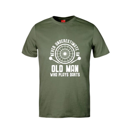 Never Underestimate An Old Man Who Plays Darts Cotton T-Shirt