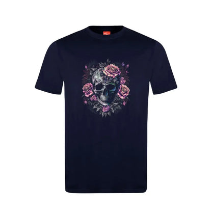 Pink Flower Skull Cotton T-Shirt