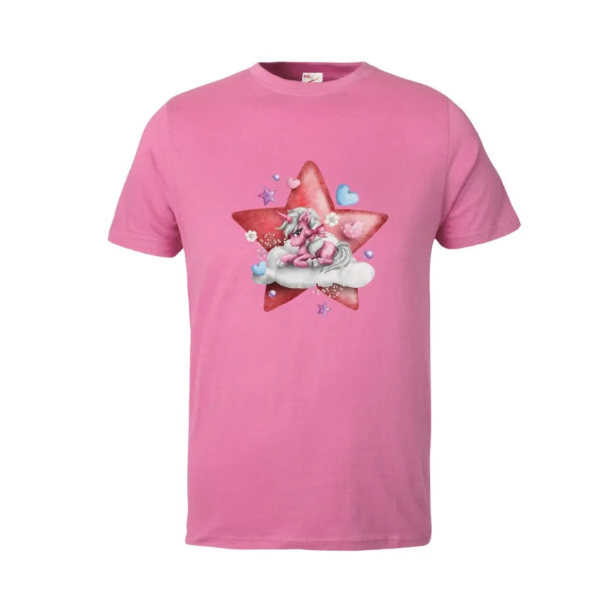 Pink Star Unicorn Kids T-Shirt