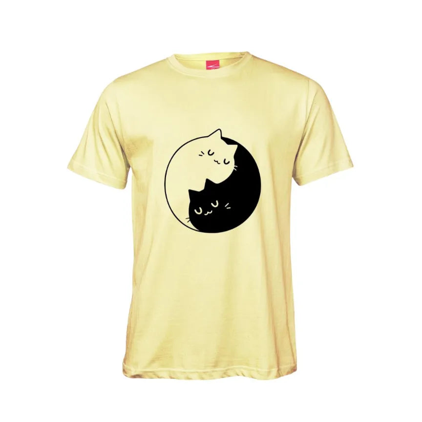 Ying Yang Cat Cotton T-Shirt