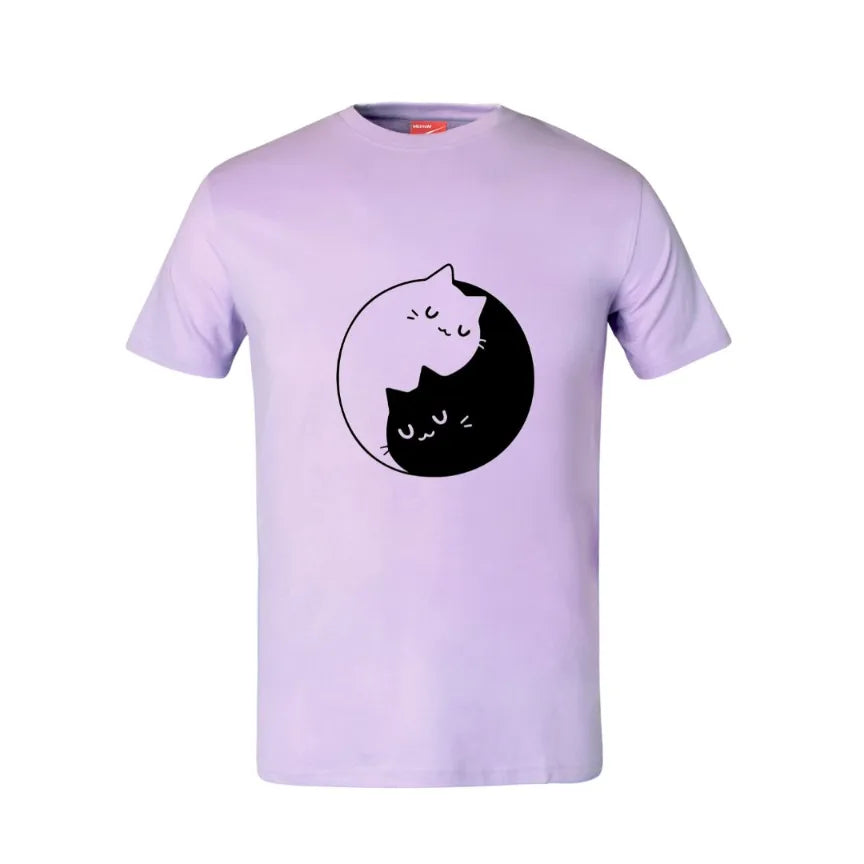 Ying Yang Cat Cotton T-Shirt