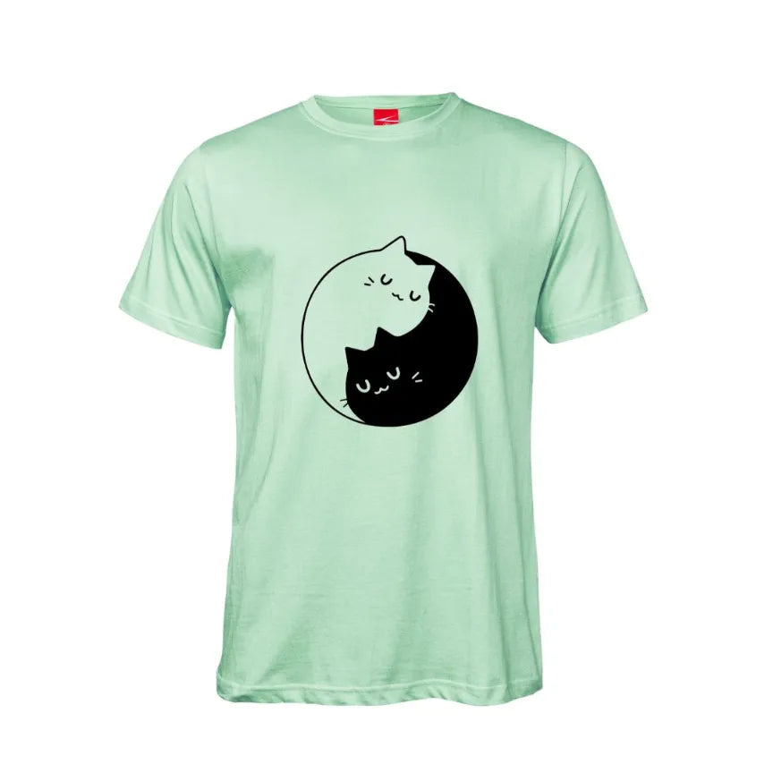 Ying Yang Cat Cotton T-Shirt