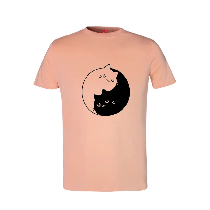 Ying Yang Cat Cotton T-Shirt