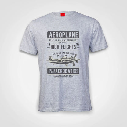 Aeroplane Aviation Academy Aerobatics Cotton T-Shirt Grey-Melange IZZIT APPAREL