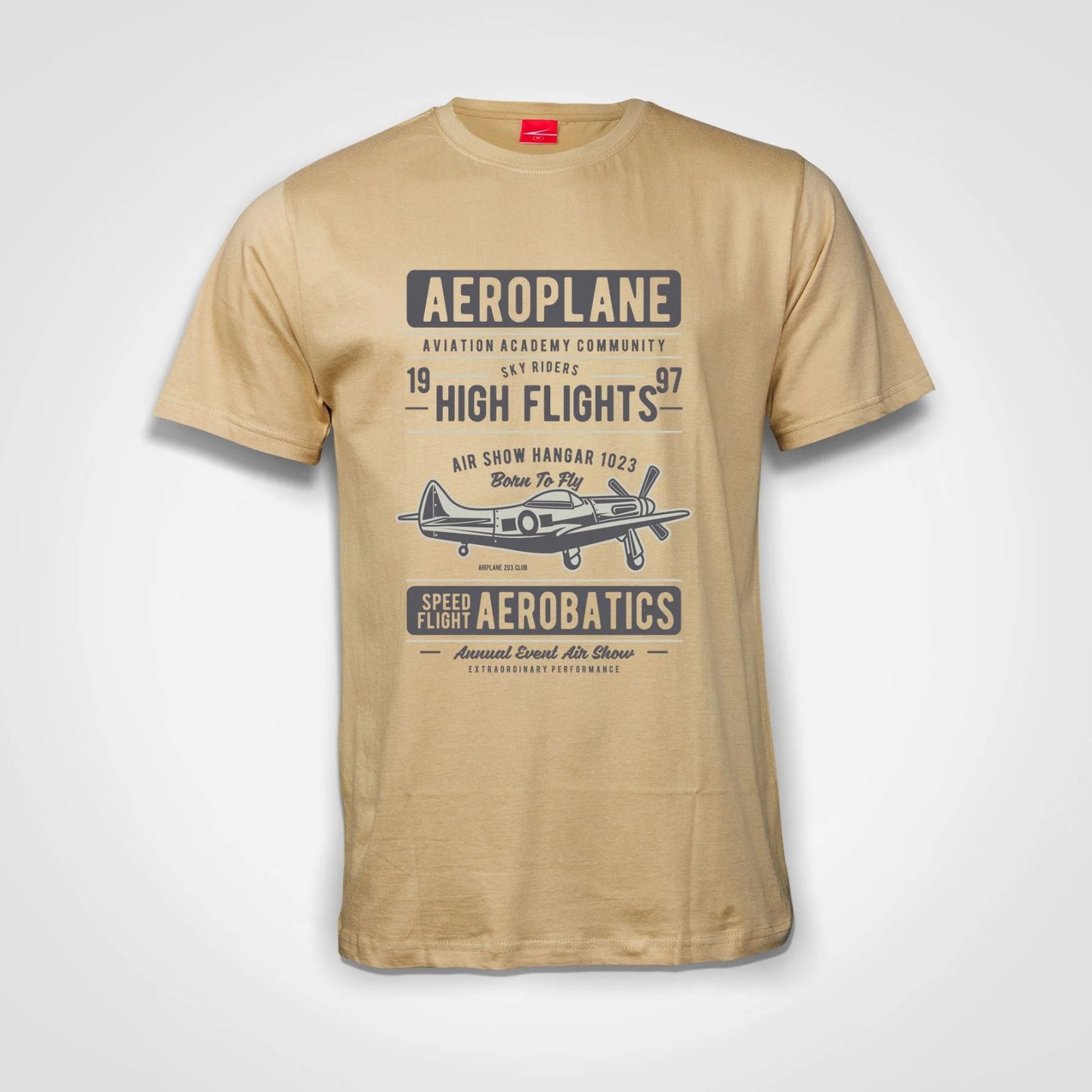 Aeroplane Aviation Academy Aerobatics Cotton T-Shirt Natural IZZIT APPAREL