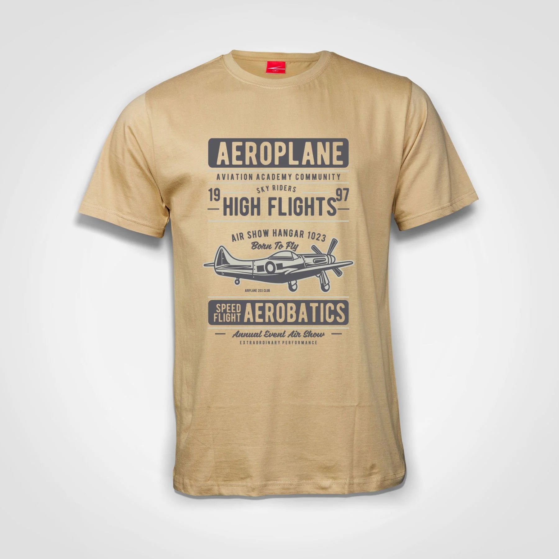 Aeroplane Aviation Academy Aerobatics Cotton T-Shirt Natural IZZIT APPAREL