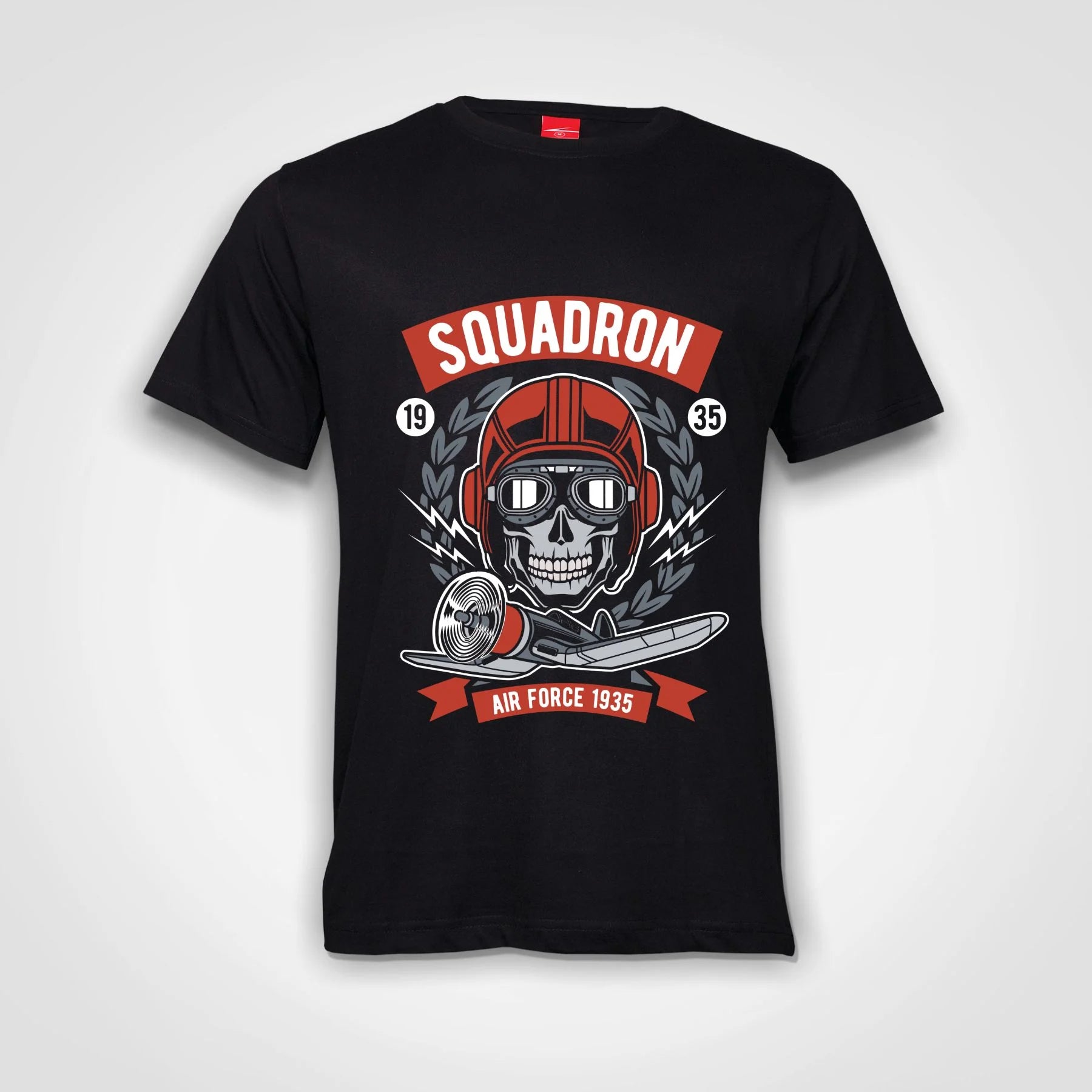 Air Force Squadron Skull Cotton T-Shirt Black IZZIT APPAREL