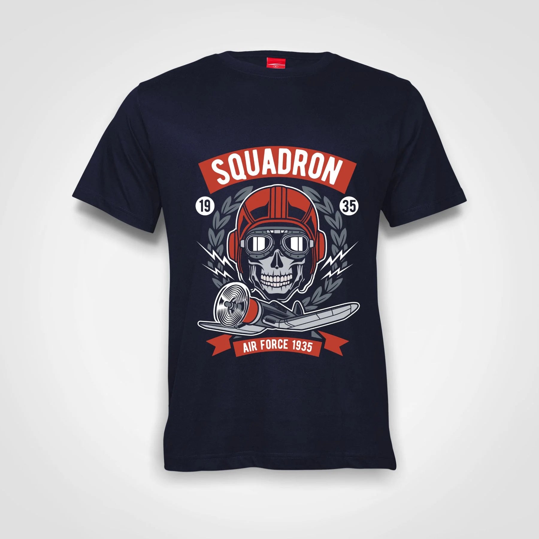 Air Force Squadron Skull Cotton T-Shirt Navy IZZIT APPAREL